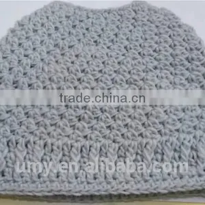 Light Gray Messy Bun Ponytail Beanie Knitted Hat thumbnail-1