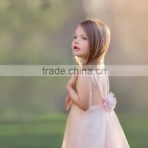 Little Girls Peach Tutu Long Maxi Dress Flower Girls Floor Length Wedding Dress thumbnail-2