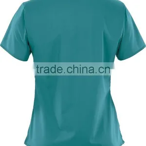 Women's Solid V-Neck Poly Cotton Popline Medical Top thumbnail-2