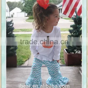 Monogrammed Girls Fall Outfit Applique Pumpkin Fall Boutique Clothes Halloween Pumpkin Patch Polka Dot Aqua Chevron Pants Sets thumbnail-1