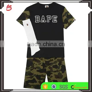 2017 Wholesale Children's Summer Baby Boy Camo Clothing Set Kids t Shirt Clothes Cotton Shorts and Socks Set thumbnail-1