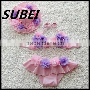 2016 New Korean Children Swimwear Girls Swimwear Bikini Swimsuit Baby Baby With a Waterproof Cap thumbnail-4