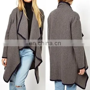 High Fashion Autumn Winter Ladies Droopy Big Fly Leisure Coat Blazers Long Jacket thumbnail-1