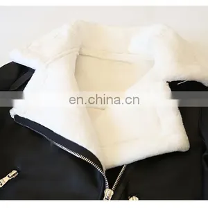 Wholesale Winter Long Style Double Face Sheepskin Ladies Fox Fur Leather Jacket thumbnail-5