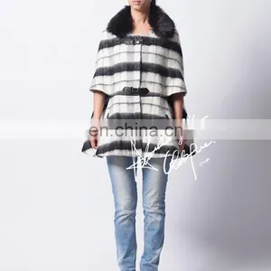 2015 Winter Brand Design Womens Wool Poncho Coat Ladies Plaid Cape Coat Model thumbnail-1
