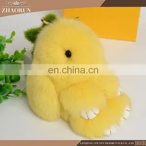 Colored Rabbit Shape Chain Custom Keychain Soft Rabbit Fur Ball Key Chain thumbnail-2