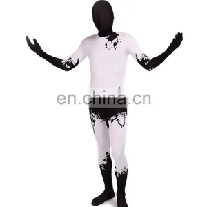 White & Black Lycra Spandex Zentai Costume Halloween Party Mask/Hood Open Face/Eyes/Full Hood thumbnail-1