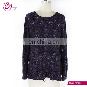 GuangZhou Supplier Vintage Printing Pattern Plus Size Frill Hem Ropa Mujer Blouse for Middle Age Woman thumbnail-1