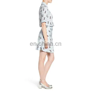 Hot Sell Women Wear Short Sleeve Printed Design Shirtdress Fashion Dresses for Women thumbnail-3