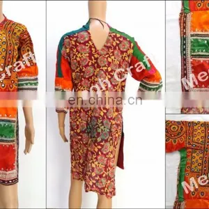 Afghan Kuchi Ethnic Dress - Vintage Afghani Mirror Work Tunic - Afghan Tunic -Kuchi Ethnic -tribal Dress -Afghan Vintage Tunic thumbnail-1
