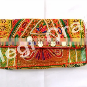 Wholesale Bohemian Banjara Ethnic Handbag- Vintage Clutch Bag-Afghan Clutch Bag- Hand Embroidery Coin Clutch Purse thumbnail-5