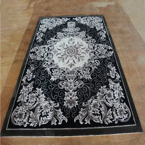 Black And White Rug Floral Motif Hand Tufted Carpet Rug Living Room thumbnail-2