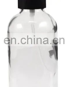 1 oz Clear Boston Round Glass Bottle With Black Fine Mist Spray thumbnail-3