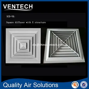 Aluminum Air Terminals Return Air Back X Structure Square Ceiling 4 Way Diffuser thumbnail-1