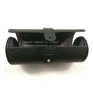 Luxury Leather Western Watches Box Make Logo Premium Cork Python Pattern Leather Watch Roll With Custom Logo thumbnail-5
