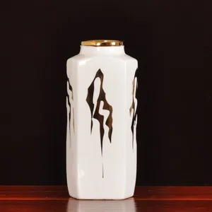Nordic Modern Simple Creative Electroplate White Black Jingdezhen Ceramic Vase For Shopping Mall thumbnail-3