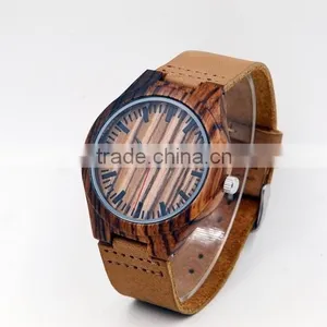 Hot Sale Cheap Wooden Watch Leather Strap Watch Mens Watches Natural Wooden Wrist Watch for Men or Women thumbnail-1