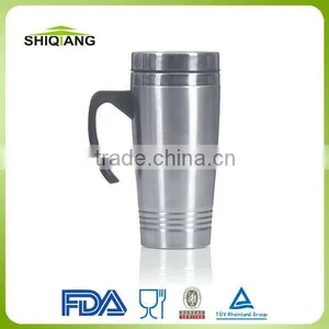 16oz 450ml Double Wall High Grade Stainless Steel Thermal Travel Mug With Plastic Handle and Streak Thermos Bottles thumbnail-1