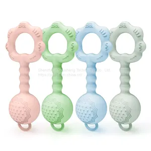 Custom Baby Teethers Wholesale Silicone Baby Rattling Teething Toys Food Grade Silicone Custom Silicone Teether thumbnail-3