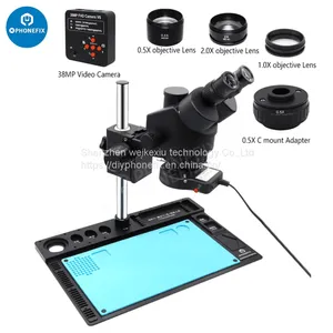 Black Simul-focal 7-45X Trinocular Stereo Zoom Microscope With Aluminum Alloy Base Pad thumbnail-1