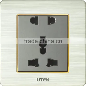 Hot Sell! Aluminium Alloy Panel Socket Switch,5 Pin Universal Plug Socket thumbnail-1