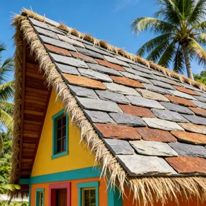 Natural SLATE Tiles, Rust-colored Bluestone Tiles, Villa Roof Tiles, Roof Tiles, SLATE, Fish-scale Tiles, Shale Tiles thumbnail-5