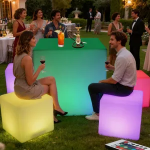 Color Changing LED Cube Chair for Outdoor Garden and Nightclub， Illuminated PE Plastic Stool With Remote Control，CE Certified Glow Furniture thumbnail-1