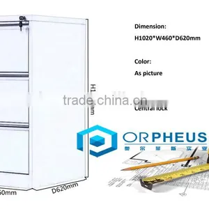 Office Furniture White Color Metal 3 Drawer Vertical Filing Cabinets thumbnail-4