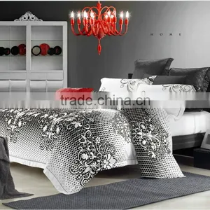 White With Black Flocked Duvet Cover Set thumbnail-1