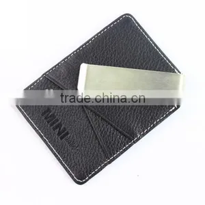 Slim and Simple Leather Metal Money Clip Mini Safe Wallet thumbnail-1