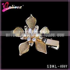 2015 Wholesale Hair Accessories Made in China,kids Accessories Metal Flower Hairpins With Rhinestone thumbnail-5