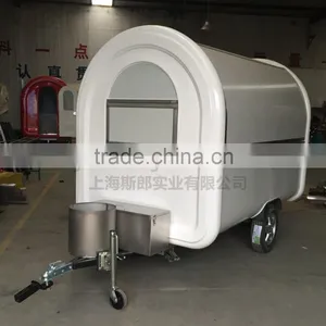 7.6*5.5ft White Food Cart Trailer Mobile Food Cart Beach Food Truck Hot Dog Hamburg Ice Cream Traction Cart thumbnail-1