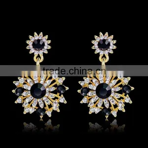 18K Gold Plated Crystal Fashion Lady Sunflower Type Drop Earrings thumbnail-5