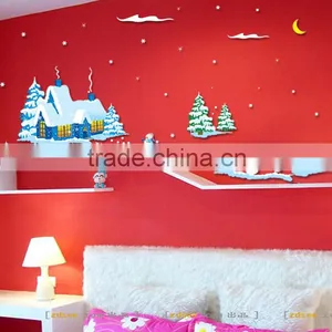 ALFOERVER Pvc Snow Mountain Christmas Wall Decals thumbnail-2