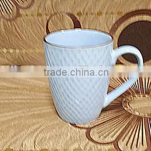 2016 Noverty Embossed 11 oz Solid Color Cheap Stoneware Tea Mug With Rim thumbnail-2