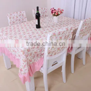 100% Polyester TC CVC Flower Design Printed Tablecloth and Chair Cover thumbnail-1