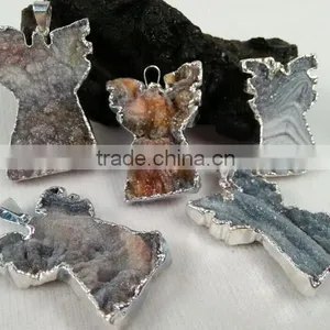 Silver Plating Mixed Color Rough Agate Druzy For Necklace thumbnail-4