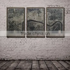 3-Panel MDF Paper Print Map Modern Canvas Wall Art Living Room Decoration thumbnail-1