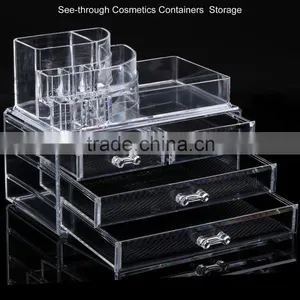 New ACEVIVI Acrylic Clear Makeup Cosmetic Drawers Grids 2 Tiers Display Desktop Home Storage Cosmetics Containers OS004876 thumbnail-4