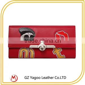 Wholesale Woman Leather Wallet Lady Money Bag Embroider Patter Purse thumbnail-1