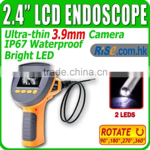 2.4" LCD Borescope Endoscope 3.9mm 1M IP67 2 LEDs Rotaion 360 Inspection Camera thumbnail-1