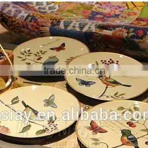 Japanese and Chinese Style Ceramic Tableware Underglaze Color Plate Saucer Quality Wind Creative Dish Deep thumbnail-6