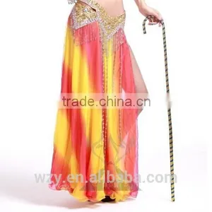 Two Layers Chiffon Colorful Silt Dress Long Sexy Belly Dance Skirt for Belly Dancer thumbnail-3