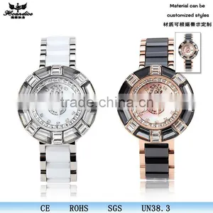 Fashion Black and White Ceramic Quartz Analog Watch for Women thumbnail-1