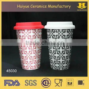 Ceramic Travel Coffee Mug With Silicon Lid thumbnail-1