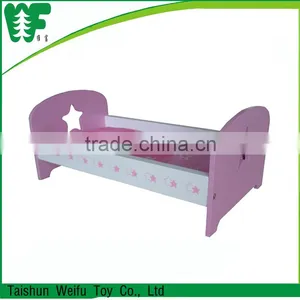 Manufacturer Lovely Pink Wooden Baby Toy , Doll Bed thumbnail-1