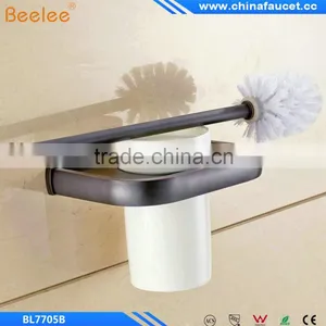 Black Oil Rubbed Bronze Bathroom Toilet Brush Holder Wall Mounted Ceramic Cup thumbnail-4