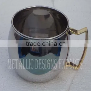 Stainless Steel Moscow Mule Barrel Mug With Brass Handle thumbnail-1