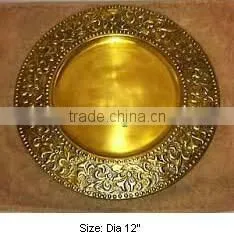 Designer Golden Charger Plate, Charger Tray, Designer Charger Plate thumbnail-1