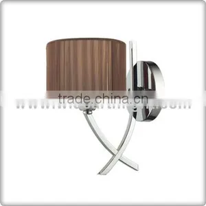 UL Hotel Lighting Mounted Wall With Brown Drum Shade In Chrome Finish W90033 thumbnail-1
